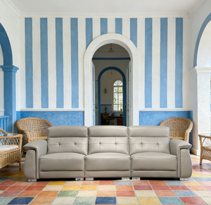 أريكة فاخرة من الجلد الصناعي عالي الجودة، تتميز باللمسة الأنيقة، مثالية لغرفة المعيشة في الفيلات، أثاث منزلي فاخر وراقي. - Product Image 4