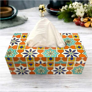 Stylish and Decorative Wooden Tissue <b>Paper</b> Box with Glossy Finish Enamel Coated in Classic Style - Product Image 1