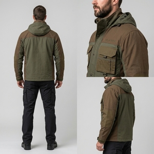 Chaqueta de Trabajo para Hombre, Color Verde Oliva, con Capucha, Múltiples Bolsillos, Estilo Casual, Manga Larga - Product Image 6