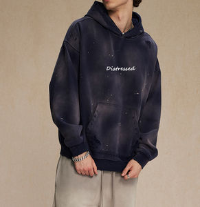 Haute qualité soleil fané en détresse poids lourd surdimensionné Vintage Logo personnalisé sweat blanc lavé à l'acide unisexe Designer sweats à capuche - Product Image 6