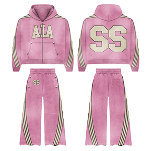 Conjunto de pantalones de chándal y Sudadera con capucha acampanados con lavado ácido, conjuntos de chándal de gran tamaño de algodón, chándal con capucha con estampado 3D Vintage Unisex para hombres - Product Image 1