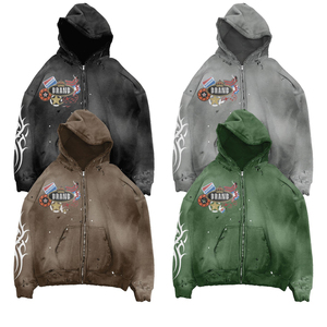 Pull à capuche personnalisé pour hommes en détresse délavé à l'acide Streetwear vintage léger mode soleil délavé 100% coton polaire d'hiver - Product Image 1