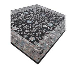 Tapis Kasbah bleu en laine et viscose tuftés à la main, motifs floraux et abstraits modernes pour la maison, le couloir et le salon - TRA-14159 - Product Image 2