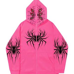 Sudadera Casual con Capucha y Cierre Frontal para Hombre, Estampado de Araña, Sudadera con Capucha Estampada a Prueba de Viento para Invierno, Estilo Moderno, Sudaderas Personalizadas - Product Image 1