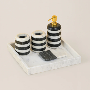 Ensemble de salle de bain moderne en marbre le plus vendu : accessoires élégants pour lavabo, organisateur, porte-savon, plateau, design contemporain - Product Image 1