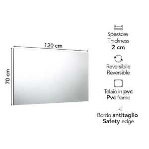 Reversible 120x70 cm Bathroom <b>Mirror</b> with Support Frame for Vanity Use - Product Image 5