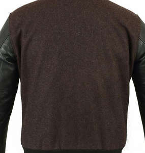 Veste de baseball universitaire pour hommes avec logo personnalisé, manches en cuir brodées, tissu en toile de laine - Product Image 6