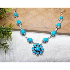 Collar de joyería turquesa de Plata de Ley 925 hecho a mano para mujer, collar con colgante de piedras preciosas naturales, regalo de moda para mujer - Product Image 2