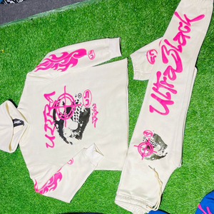 Sudadera con capucha y logotipo de parches personalizados OEM con pantalones de chándal acampanados, chándal desteñido con cremallera vintage, chándales Acampanados para correr para hombre - Product Image 4