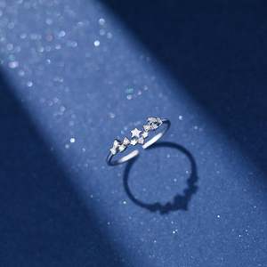 Bague ouverte Jeulia Starry Sky Star en argent sterling - Bague réglable plaquée rhodium avec pierres précieuses - Product Image 2