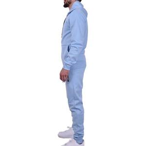 Conjuntos personalizables de dos piezas para hombre, holgados y cómodos, de color sólido, con capucha, cremallera y pantalones de chándal, chándales de algodón para hombre - Product Image 2