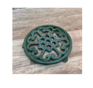 Dessous de plat de comptoir de cuisine pour plats chauds Dessous de plat rond en métal en fonte vintage pour casseroles et poêles chaudes Tapis de bain décoratifs rouges - Product Image 1