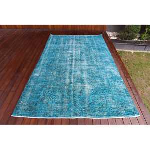 Alfombra Grande Vintage, Alfombra Turca de 5.2x8.8 pies, Alfombra de Lana Azul - Product Image 1