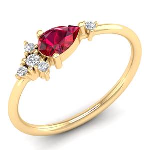 Anillos de Compromiso REYES con Nuevo Diseño en Plata de Ley 925 con Corte de Pera y Gema de Rubí de 0.5 Quilates para Mujer, Joyería de Moissanita con Certificado GRA - Product Image 2