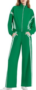 Ensemble de survêtement uni pour femme avec logo personnalisé, sweat à capuche zippé en polyester, pantalon de jogging et vêtements de sport pour la course - Product Image 2
