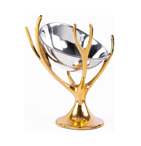 Soporte de cuenco decorativo de metal para cuencos de decoración Cuencos de Venta caliente para pieza de diseño de hoja de latón al mejor precio - Product Image 1