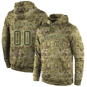 Venta al por mayor y Dropship personalizado cosido Camo Olive- Sports Pullover sudadera Salute To Service Hoodie - Product Image 1