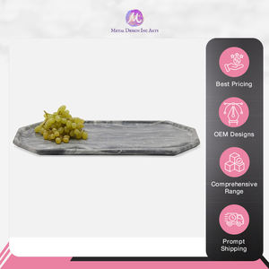 Exportateur d'origine indienne de plateau en marbre gris de haute qualité-Plateau de service élégant et fonctionnel pour les fruits, le fromage, la maison et les hôtels - Product Image 2