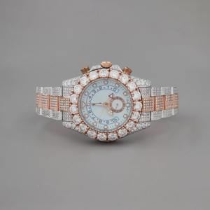 Montre de luxe pour homme, grande taille, entièrement sertie de diamants Moissanite VVS, entièrement en acier inoxydable, mouvement automatique à quartz, style Hip Hop - Product Image 3