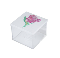 Boîte Cadeau Luxe Faite Main en Acrylique et Satin avec Broderie Florale Ange, Logo Personnalisé, ART INDIAIS EXOTIQUE pour Ramadan et Nouvel An
