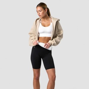Sudadera con capucha y cremallera recortada para mujer a la moda: material de algodón suave, ideal para la comodidad y el estilo cotidianos - Product Image 3