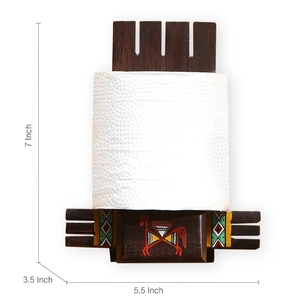 Vibrantly Warli Cross Joint Main Distributeur de rouleau de papier hygiénique Sesham Bois Porte-papier hygiénique mural pour salle de bain - Product Image 6