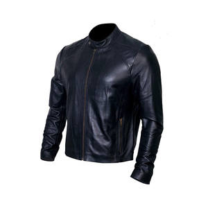 Veste de moto en cuir élégante de motard Veste en cuir Racer en cuir noir pour hommes produit à vendre - Product Image 3