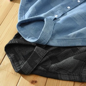 Camisas de hombre de alta calidad de manga larga camisa de mezclilla Vintage logotipo personalizado Casual trabajo algodón abotonado camisa de invierno - Product Image 5