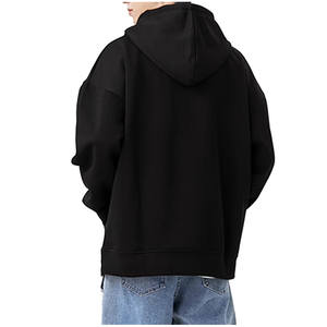 Sweatshirts à capuche à col roulé pour hommes en coton doux et confortable à manches longues avec cordon de serrage coupe ample sweatshirts à col roulé surdimensionnés à la mode décontractés solides pour hommes - Product Image 2