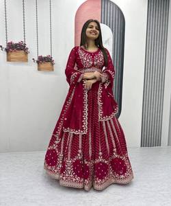 Lehenga Choli de Seda Chifón Bordada de Rajastán, Vestido Festivo de Verano para Mujer, Traje de Novia para Bodas y Fiestas, Vestido Indio Pakistaní con Dupatta - Product Image 3