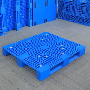 Palette en plastique industrielle robuste en HDPE, maille durable, empilable, 3 roulettes, renforcée, entrée 2 voies/4 voies - Product Image 3