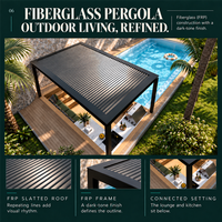 Cuisine encastrée moderne au bord de la piscine avec pavillon barbecue, gazebo et espace de divertissement extérieur