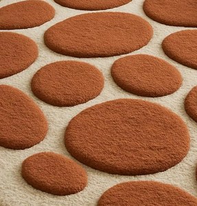 Handmade hand Tufted Wool Area Rugs orange dot Abstract Pattern Customizable Size and Color for room hotel office commercial - Product Image 2