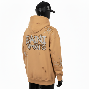 Sudadera con Capucha de Lujo para Mujer, 320 GSM, Algodón y Poliéster, Color Camel, Logotipo con Pedrería Termoadhesiva, Sudadera Básica para Mujer - Product Image 5