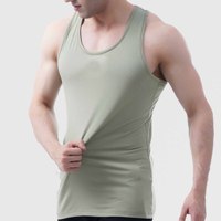 Camiseta sin mangas de poliéster tejido, informal, de cuello redondo, transpirable, de secado rápido, ecológica y de color sólido para hombre.