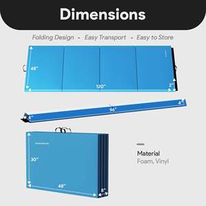 BalanceFrom Tappetino Pieghevole Blu per Ginnastica con Trave di Equilibrio Sezionale, Attrezzatura e Accessorio per Fitness - Product Image 1