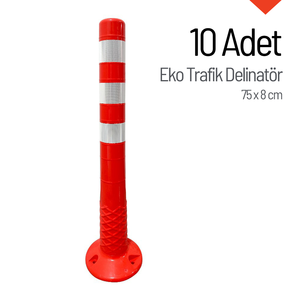 ชุดตัวกั้นจราจรแบบยืดหยุ่น Eco Traffic Delineators จำนวน 10 ชิ้น ขนาด 75 x 8 ซม. ทำจากวัสดุ PE PVC ยาง เหล็ก พลาสติก - Product Image 1