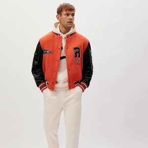 Écusson de broderie en chenille personnalisé Vestes de baseball de style de rue pour hommes avec veste universitaire Letterman surdimensionnée pour hommes - Product Image 4