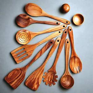 Juego de Servidores de Ensalada de Resina y Madera de Acacia, Servidor de Ensalada de Madera Natural, 2 Espátulas, Utensilios Hechos a Mano Sostenibles, Mirha International - Product Image 5