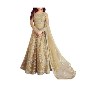 Hochzeits kleidung Langes Hemd Elegantes Langarm-bedrucktes Kleid Pakistani scher Salwar Kameez Mit Dupatta