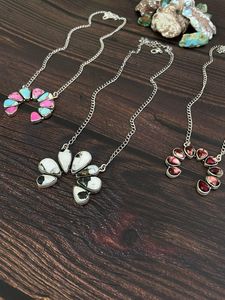 Handmade Pastel Floral Gemstone <b>Necklace</b> Sterling Silver with Cotton <b>Candy</b> White Buffalo Rose Dahlia Gold Plated Rhodium Plated - Product Image 2