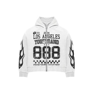 Pull à capuche tendance personnalisable pour hommes pantalon évasé sweat à capuche zippé sweat à capuche sérigraphié à l'acide - Product Image 4