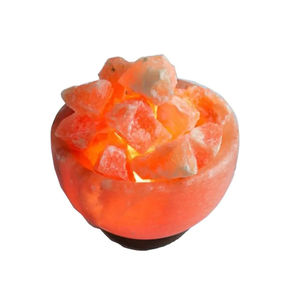 Lampe décorative électrique en gros avec base en bois, lampe de sel de l'Himalaya en forme de bol, fil et ampoule inclus, lampe de sel naturelle - Product Image 4