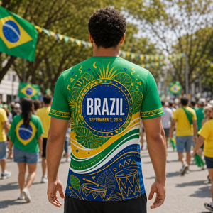Camiseta Personalizada con Tema de Brasil, Colores de la Bandera Brasileña, Estampado del Festival de Samba, Sublimación, Recuerdo de Celebración, Camiseta Cultural - Product Image 2