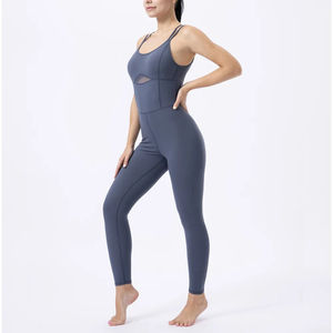 Monos de mujer ajustados holgados sin mangas con cuello redondo informales de verano para mujer al por mayor/monos de fitness de mujer personalizados de moda de nuevo diseño - Product Image 2