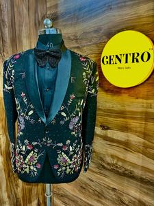 Smoking traditionnel brodé à la main de créateur noir personnalisé, veste de marié, costume pour homme de luxe pour mariage, tenues masculines élégantes - Product Image 6