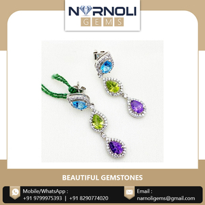 Nueva colección hermosos pendientes de plata de ley 925 tachonados con amatista peridoto Topacio Azul y circonita para mujer - Product Image 4