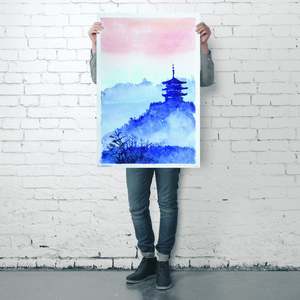 Temple Forest and Dawn <b>Poster</b> Wall Decor Paper Art <b>Poster</b> - Product Image 4