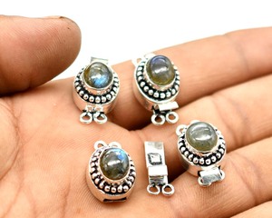 Labradorite Gemstone 1Strand, 2Strand & 3Strand Box Fermoir Antique Starling Argent Plaqué 22X12X10MM Bijouterie Fermoir B782 - Product Image 1