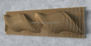 Decoración de Pared Ondulada de Madera Hecha a Mano con Diseño Art Deco y Base de Soporte Metálica Moderna, Juego de Varias Piezas para Cumpleaños y Hogar - Product Image 3